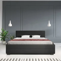 Loox - Tweepersoonsbed met 4 lades - Stof zwart - 180x200 cm