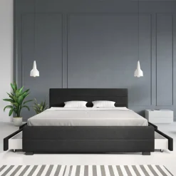Loox - Tweepersoonsbed met 4 lades - Stof zwart - 180x200 cm