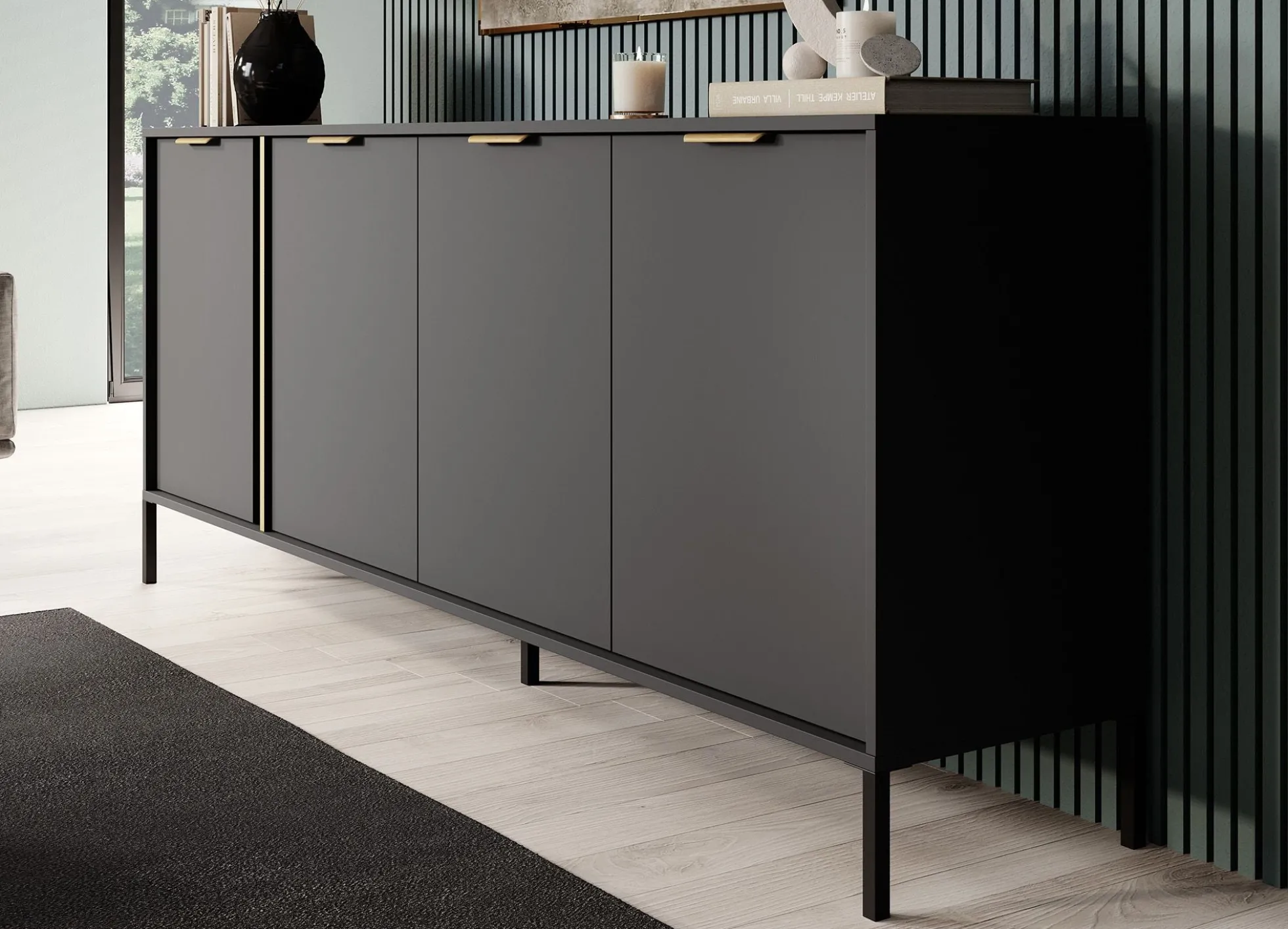 Loren - Dressoir - Antraciet - 203x40x81 cm