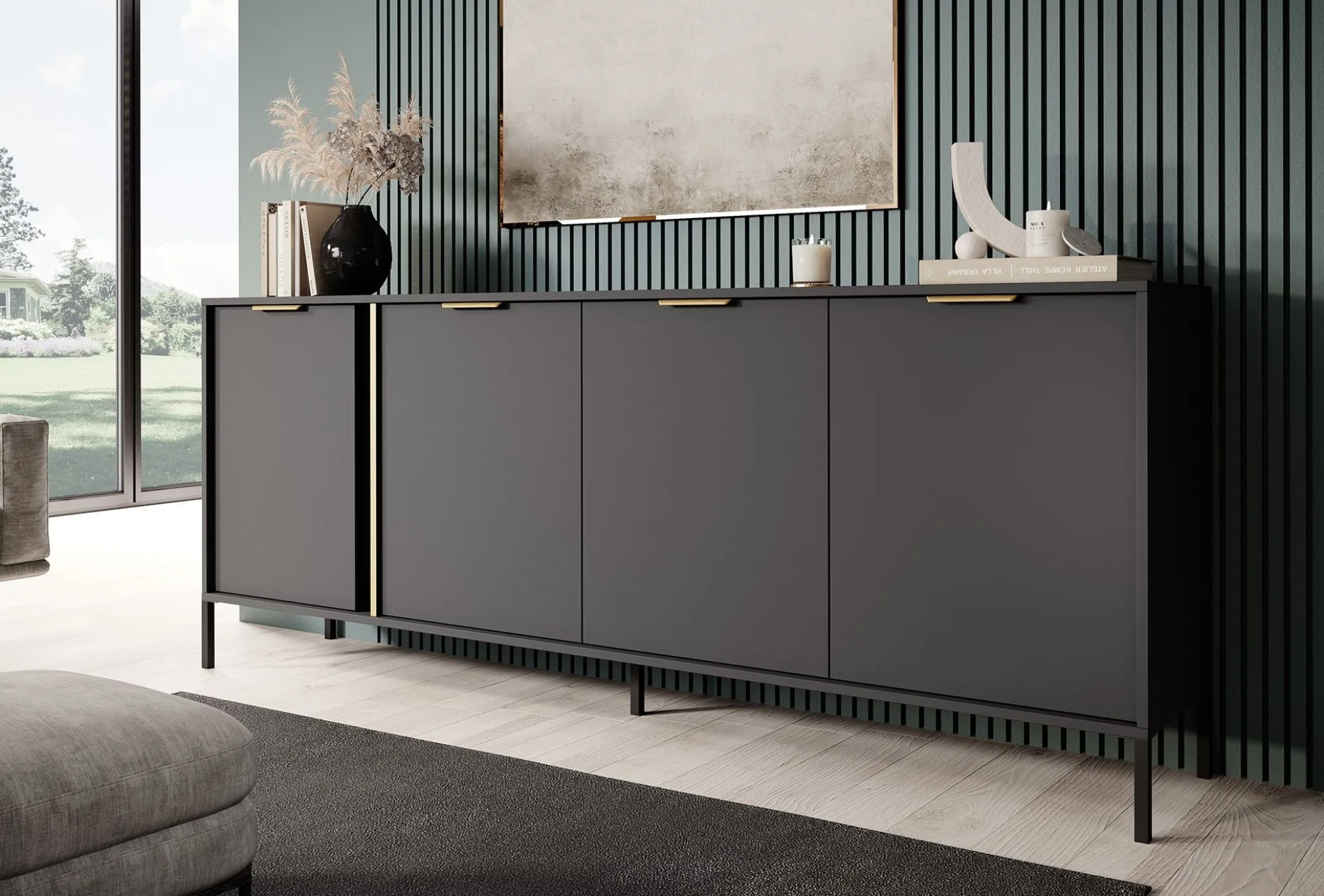 Loren - Dressoir - Antraciet - 203x40x81 cm