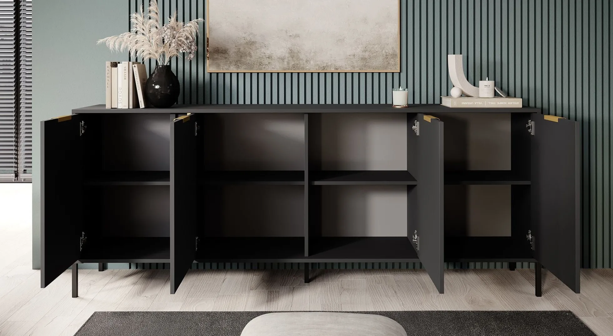 Loren - Dressoir - Antraciet - 203x40x81 cm