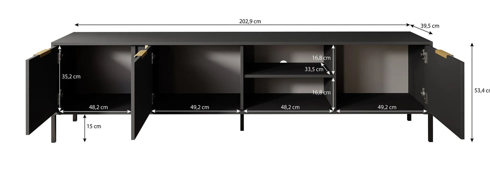 Loren - TV-Meubel - Antraciet - 203 cm