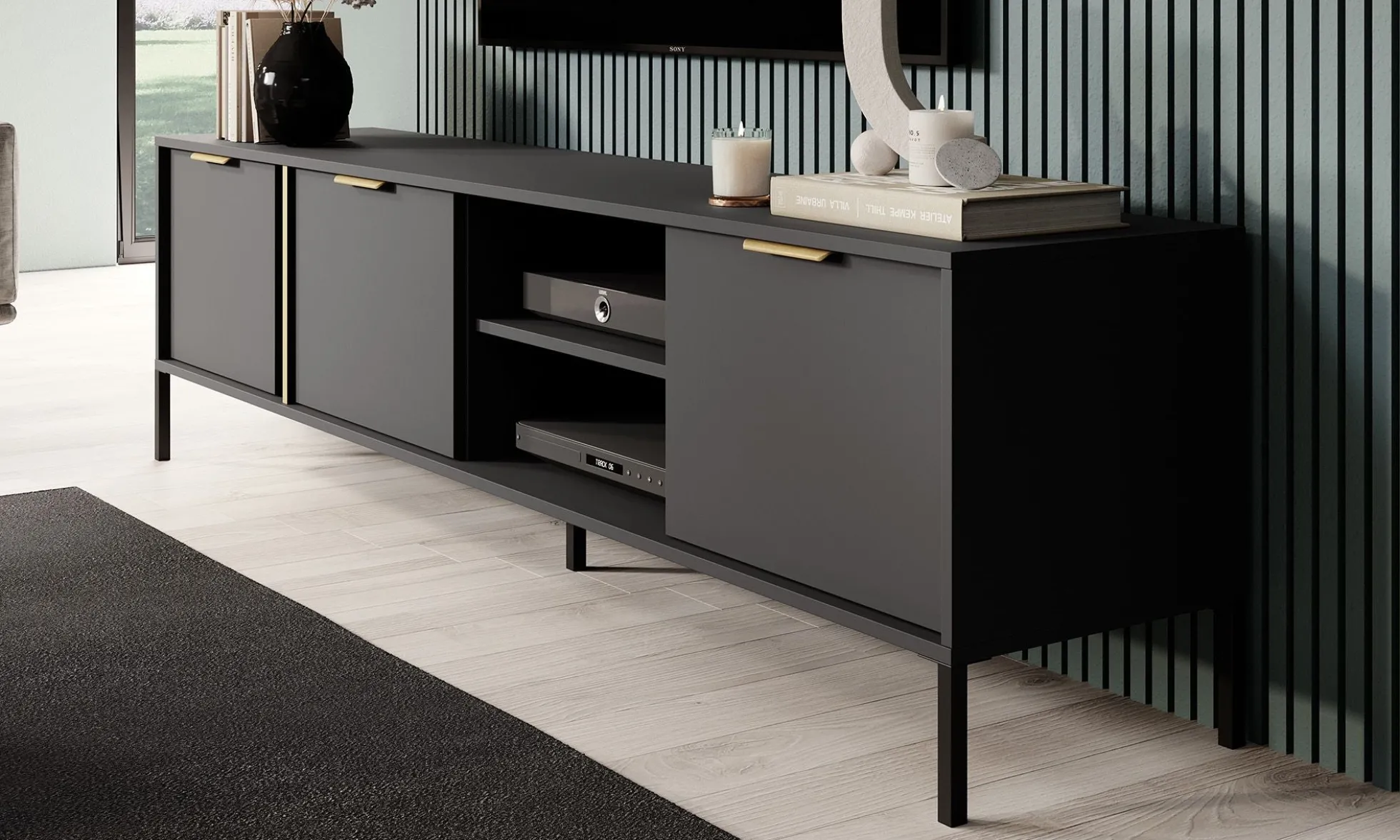 Loren - TV-Meubel - Antraciet - 203 cm