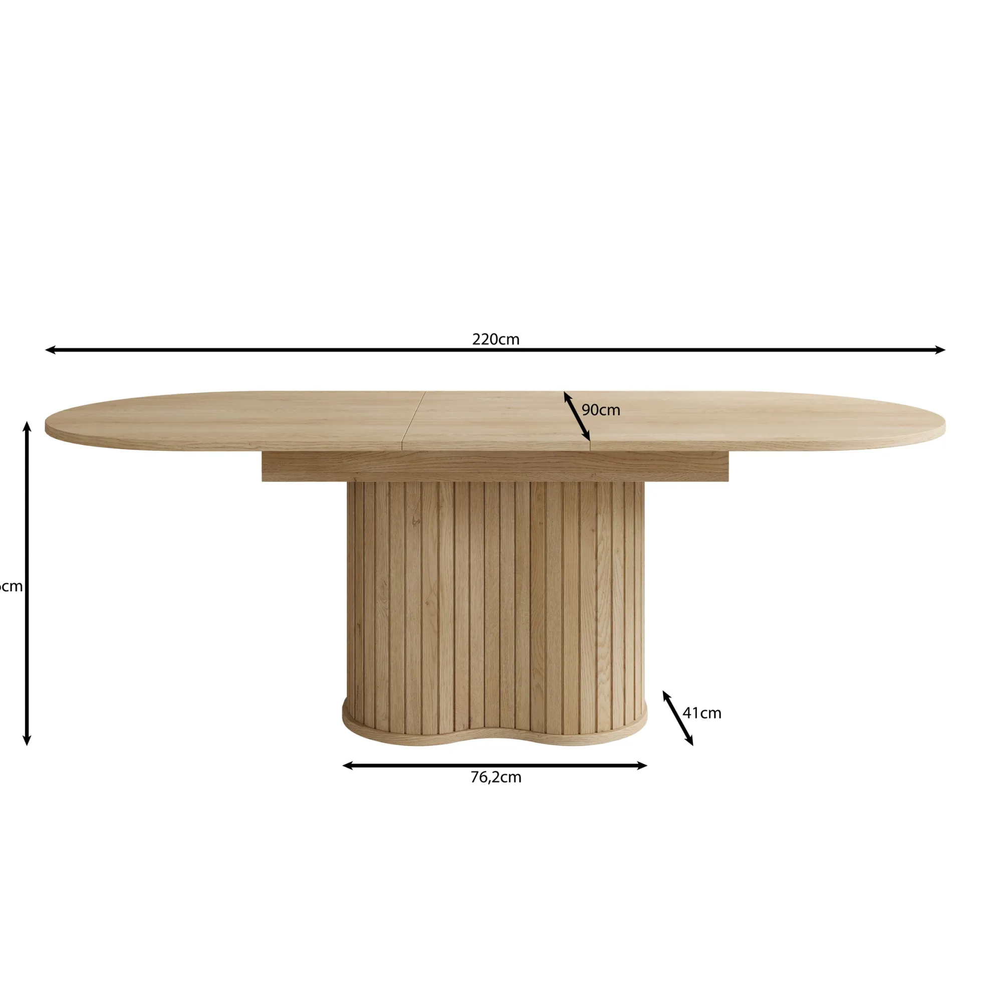 Loro - Eetkamertafel ovaal - Uitschuifbaar - Eikenpatroon - 180-220x90