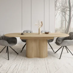 Loro - Eetkamertafel ovaal - Uitschuifbaar - Eikenpatroon - 180-220x90