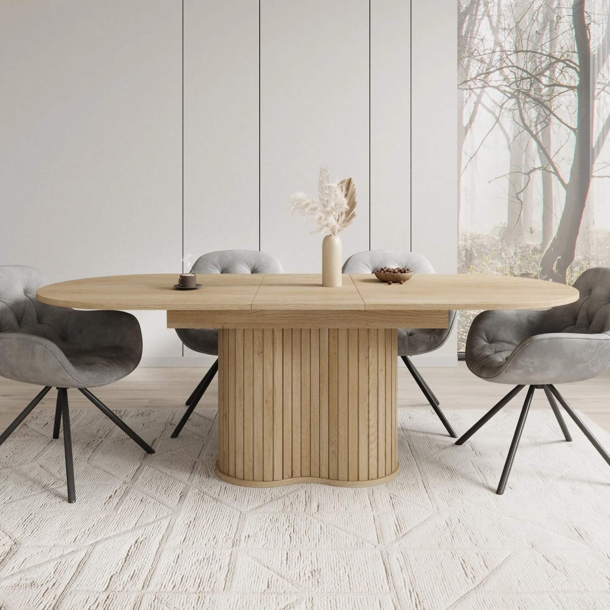 Loro - Eetkamertafel ovaal - Uitschuifbaar - Eikenpatroon - 180-220x90