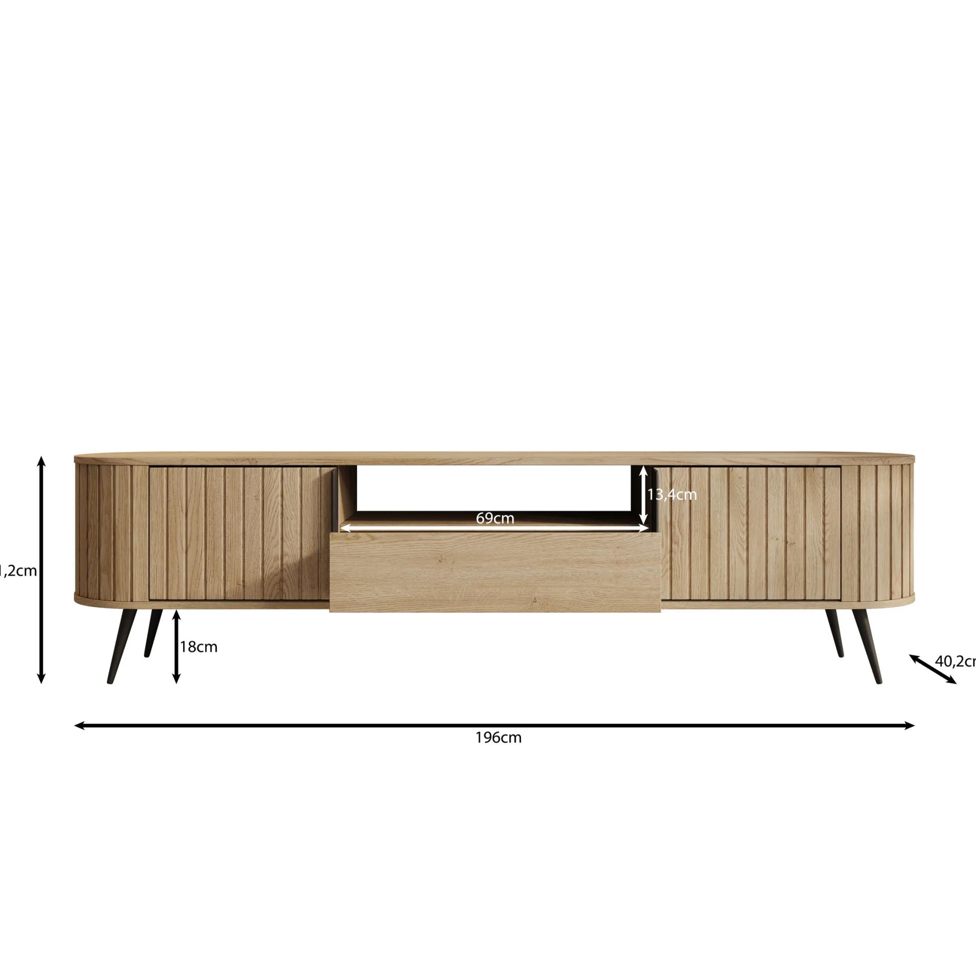 Loro - TV-Meubel - Eikenpatroon - 196x40x52 cm