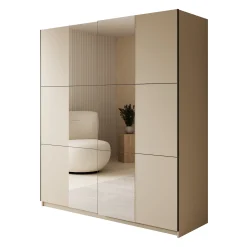 Luce - Kledingkast met schuifdeuren - Beige - 180x55x201 cm