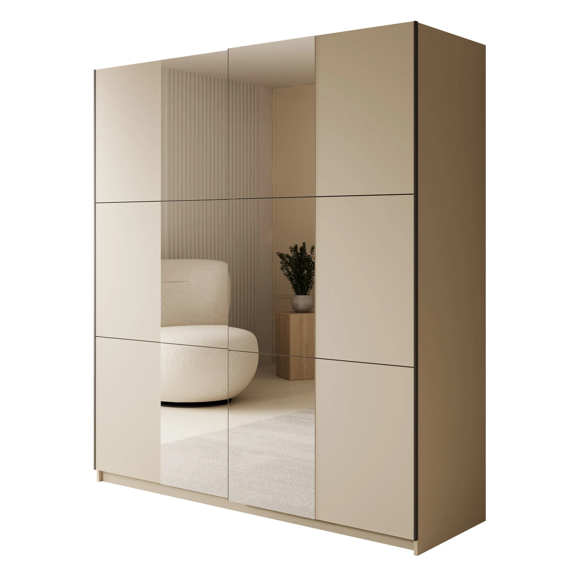 Luce - Kledingkast met schuifdeuren - Beige - 180x55x201 cm