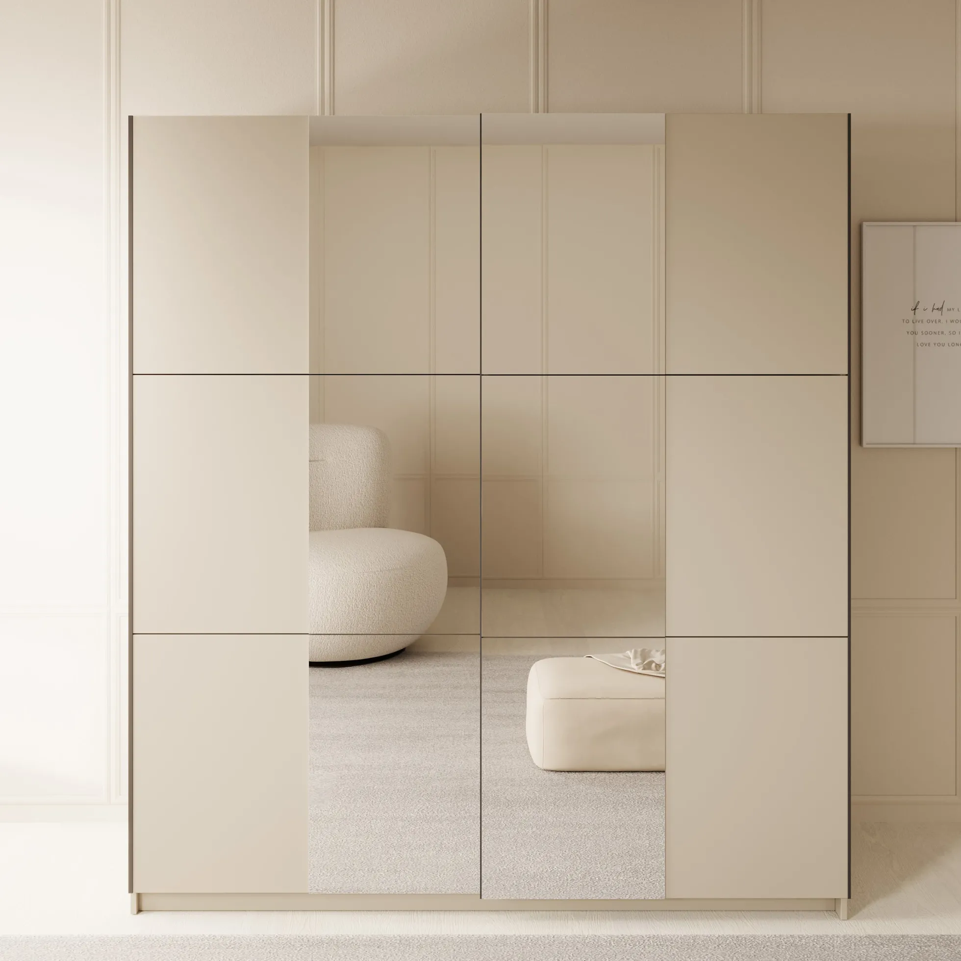 Luce - Kledingkast met schuifdeuren - Beige - 180x55x201 cm