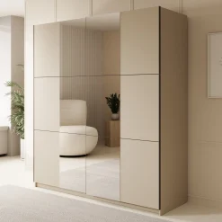 Luce - Kledingkast met schuifdeuren - Beige - 180x55x201 cm