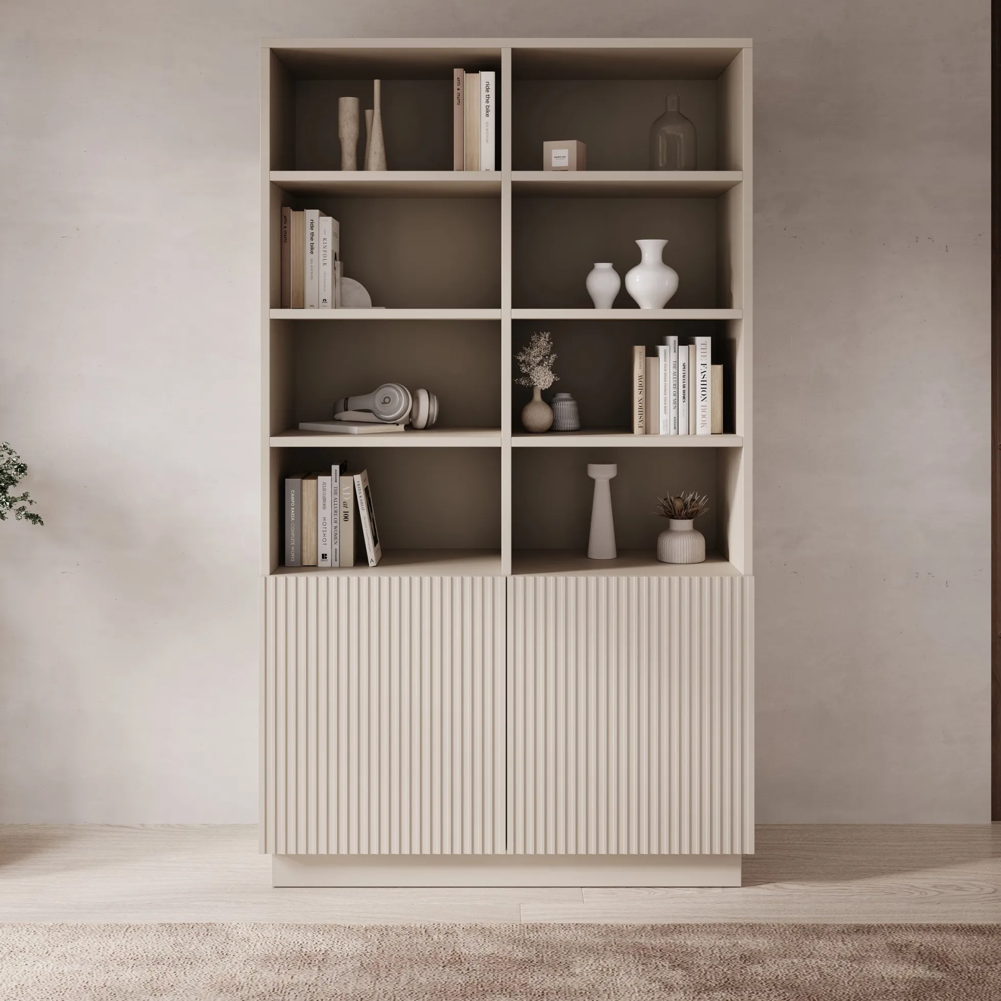 Lucera - Boekenkast - Beige - 100x42x173 cm