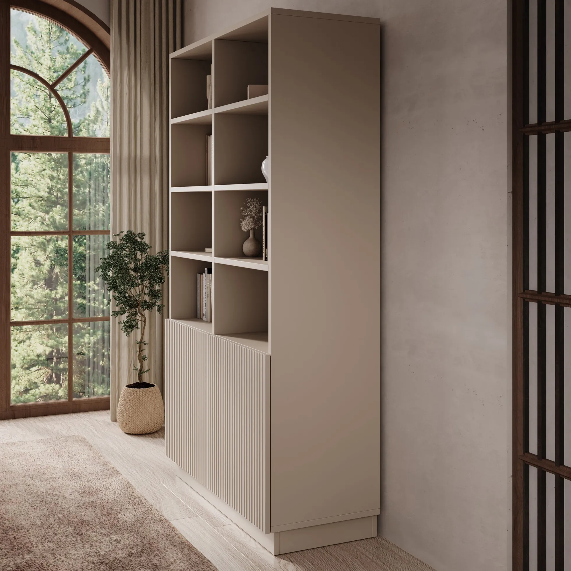 Lucera - Boekenkast - Beige - 100x42x173 cm