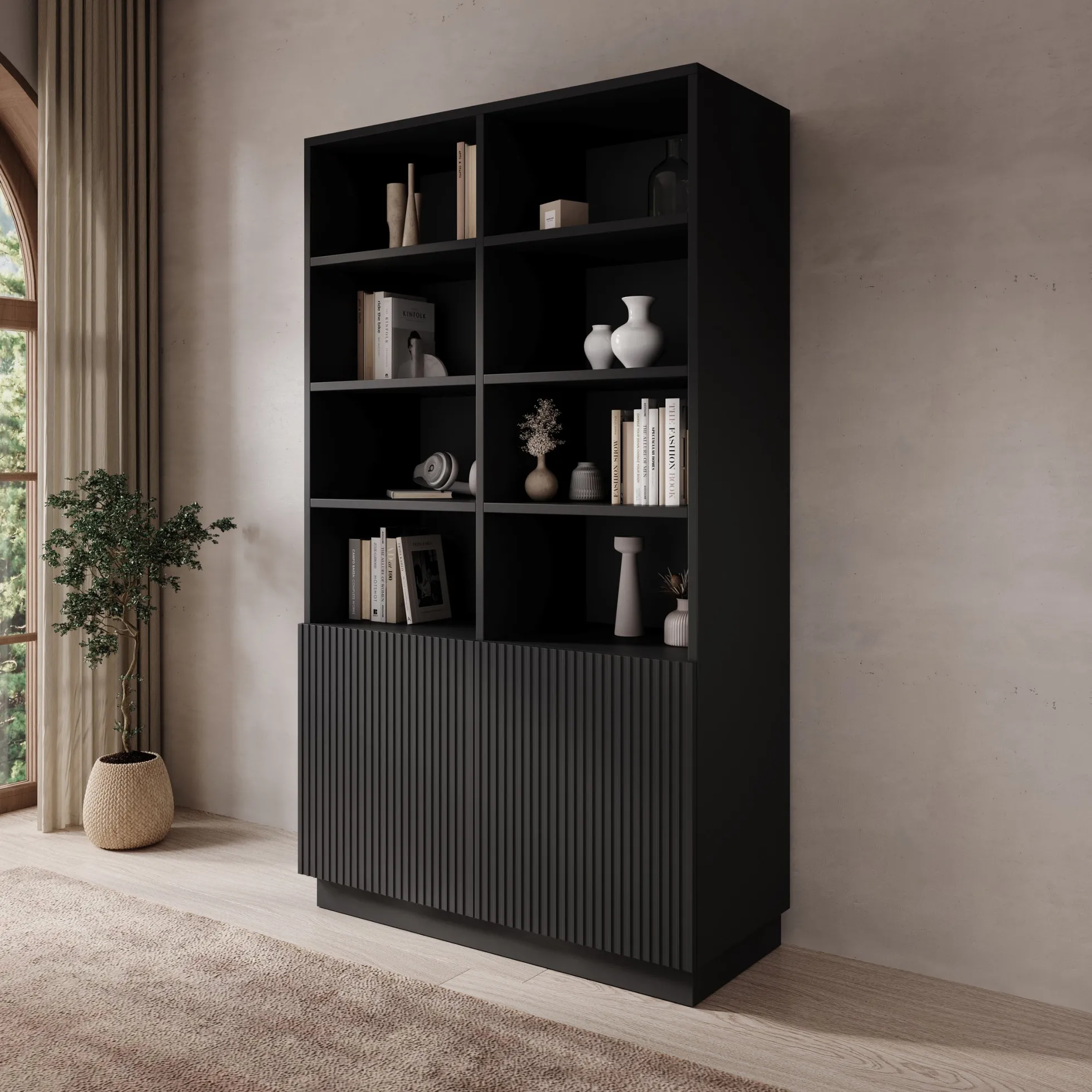 Lucera - Boekenkast - Zwart - 100x42x173 cm