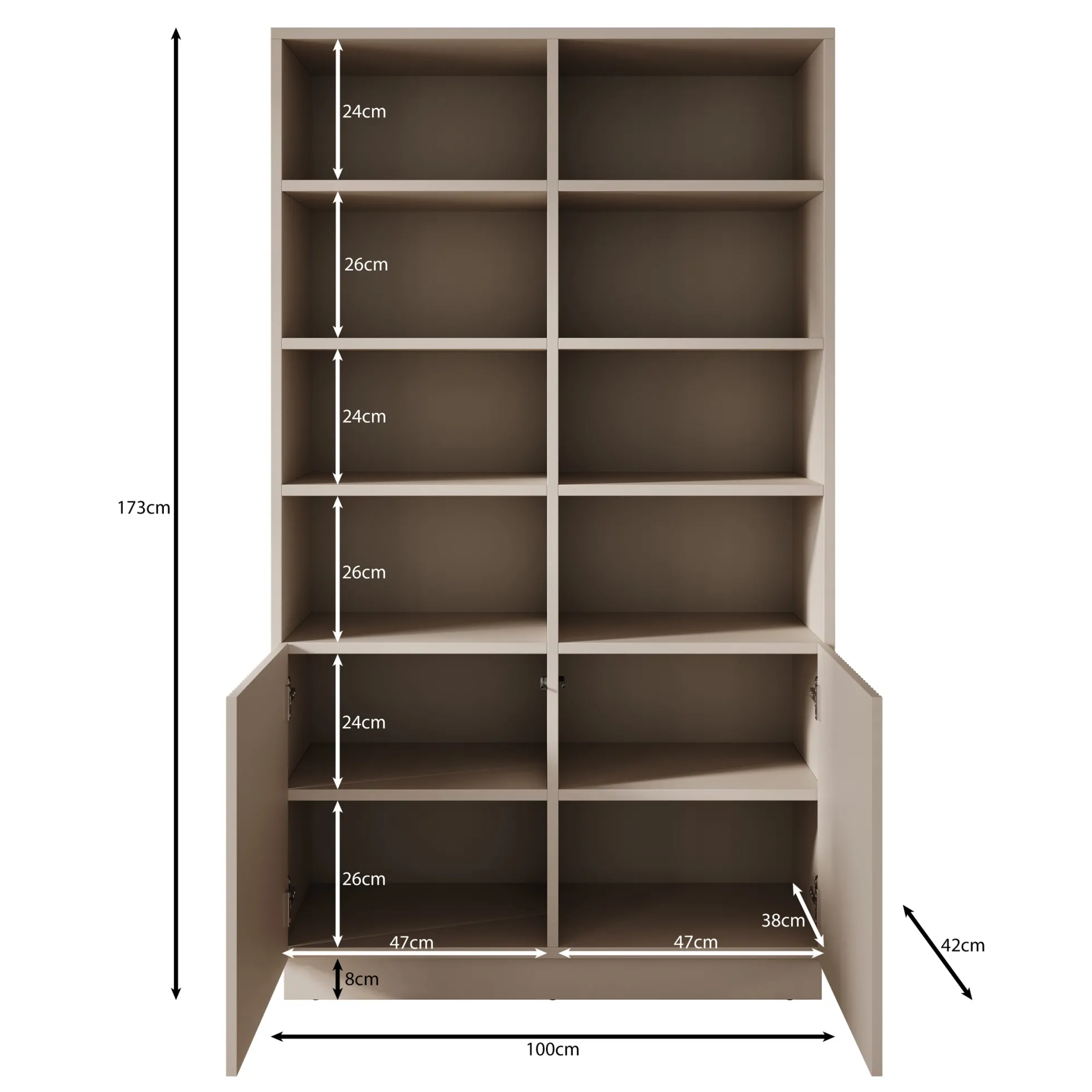 Lucera - Boekenkast - Zwart - 100x42x173 cm