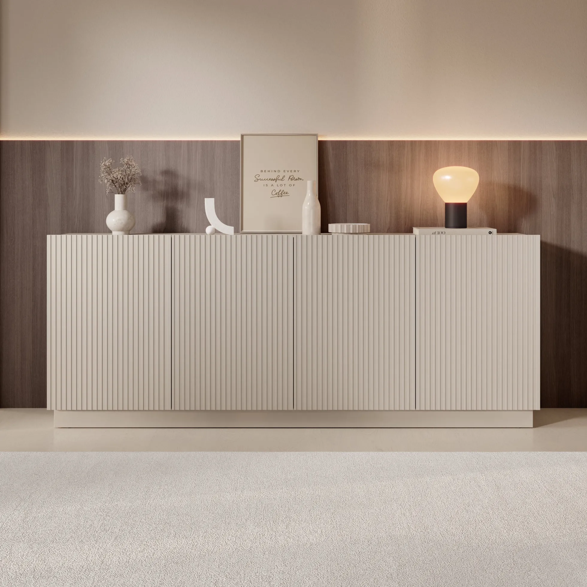 Lucera - Dressoir - Beige - 200x42x78 cm