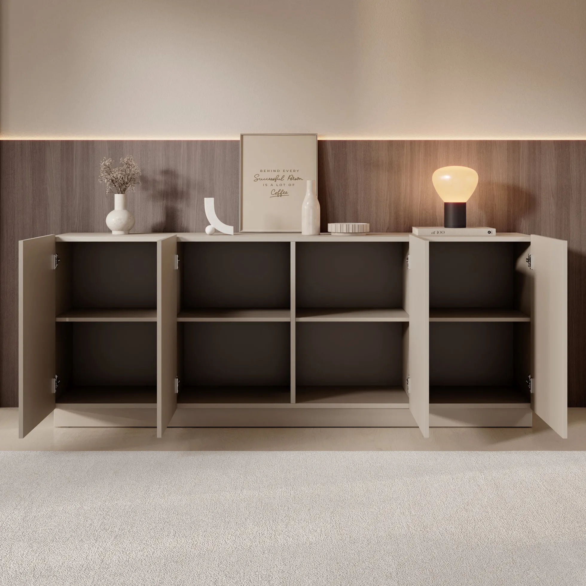 Lucera - Dressoir - Beige - 200x42x78 cm