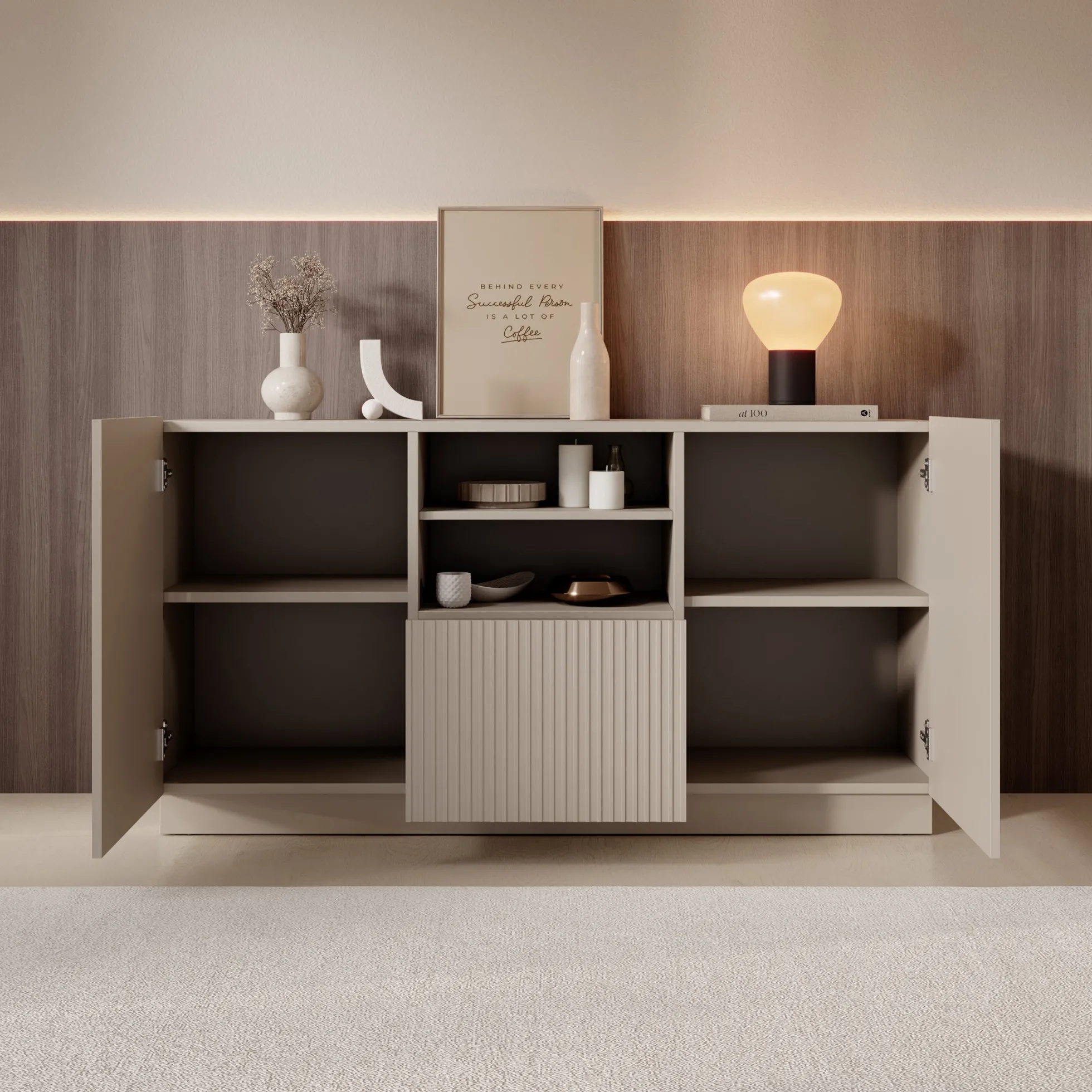 Lucera - Dressoir - Beige - 150x42x78 cm