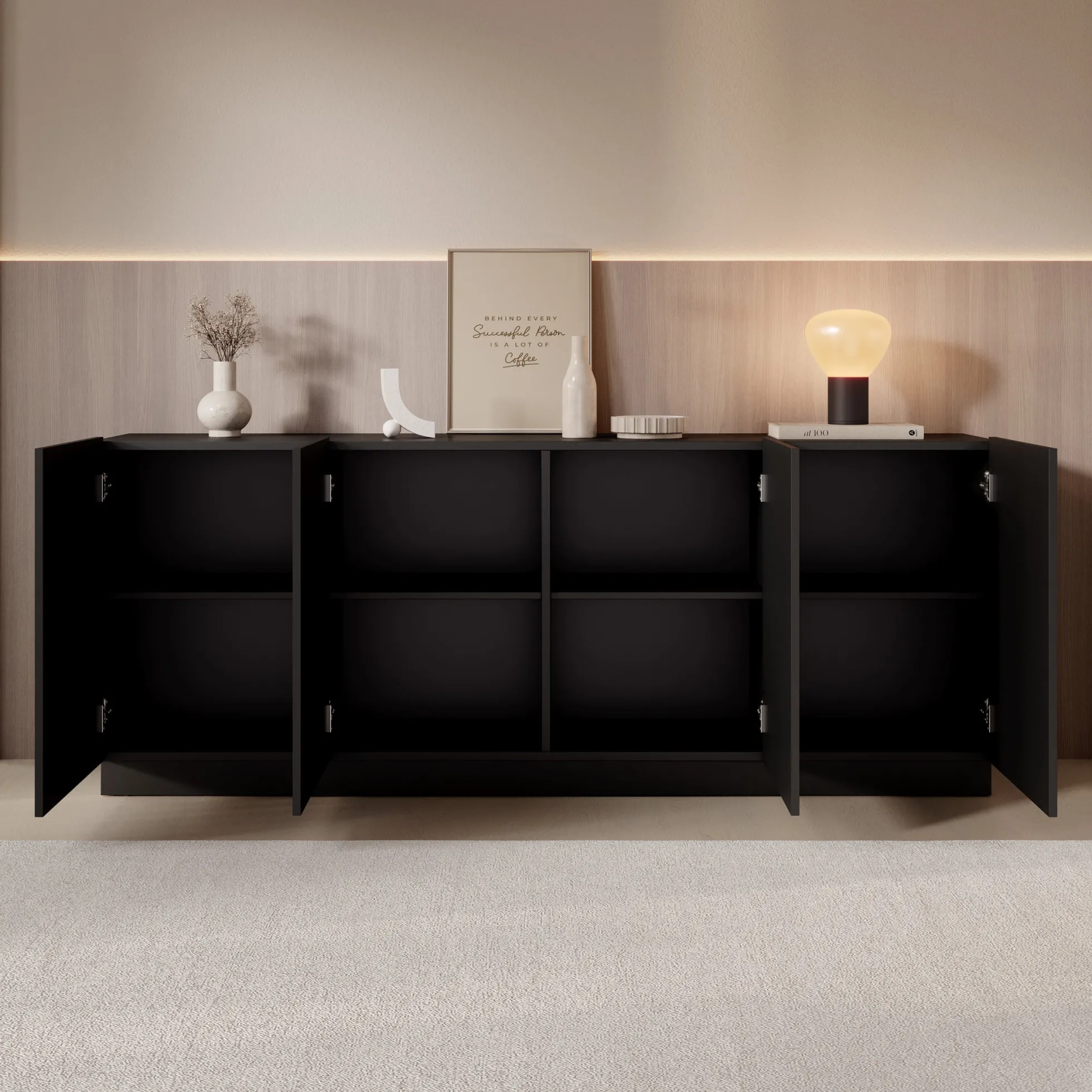 Lucera - Dressoir - Zwart - 200x42x78 cm