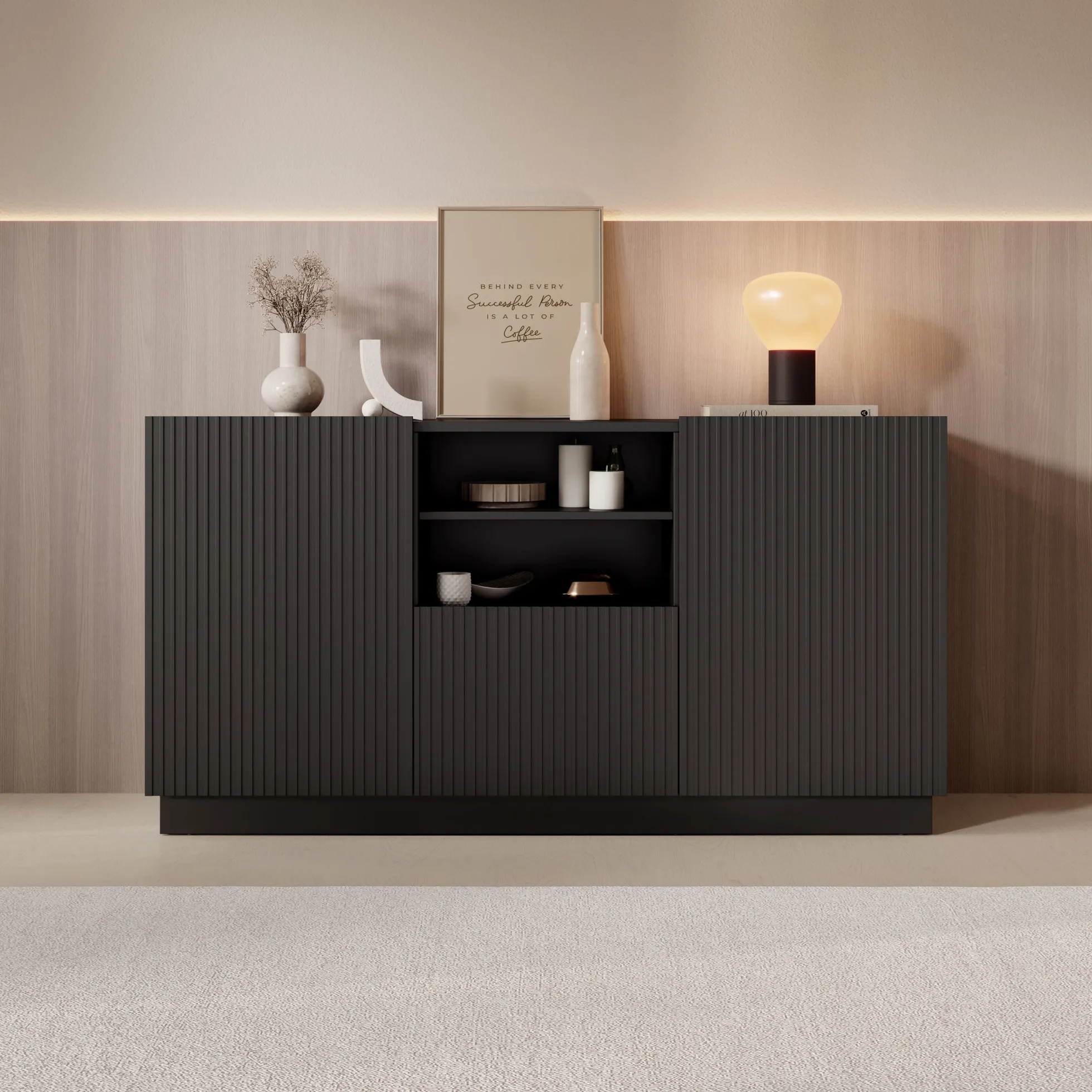 Lucera - Dressoir - Zwart - 150x42x78 cm