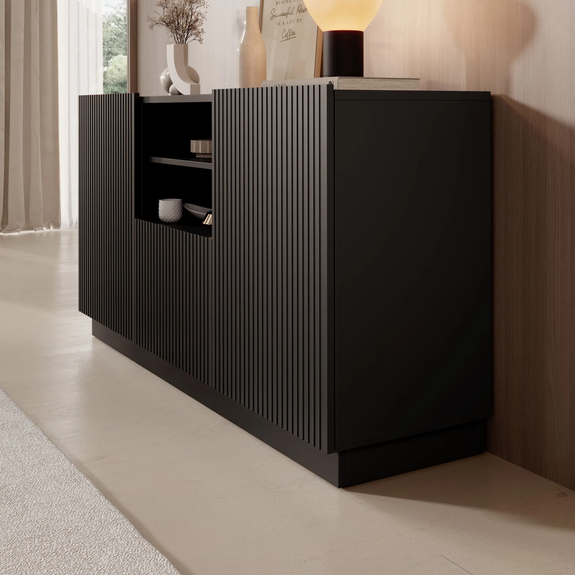 Lucera - Dressoir - Zwart - 150x42x78 cm