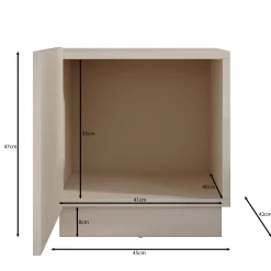 Lucera - Nachtkastje - Beige - 45x42x47 cm