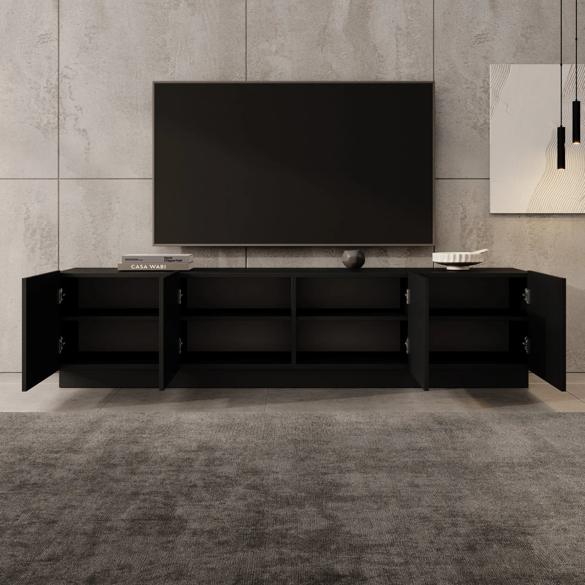 Lucera - TV-Meubel - Zwart - 200x42x48 cm