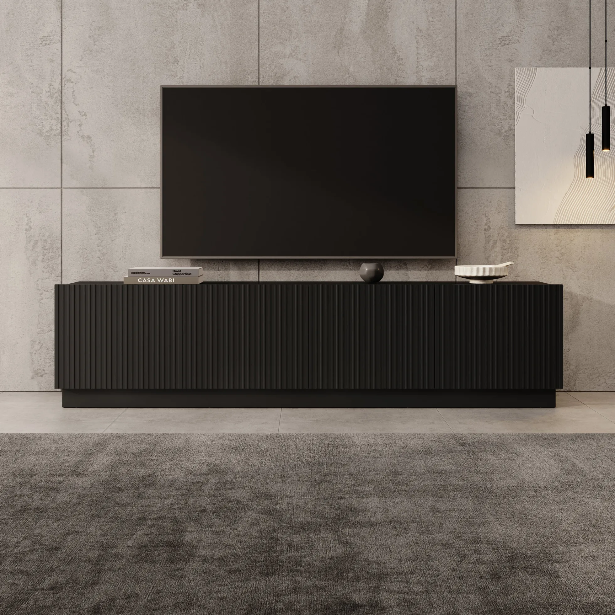 Lucera - TV-Meubel - Zwart - 200x42x48 cm