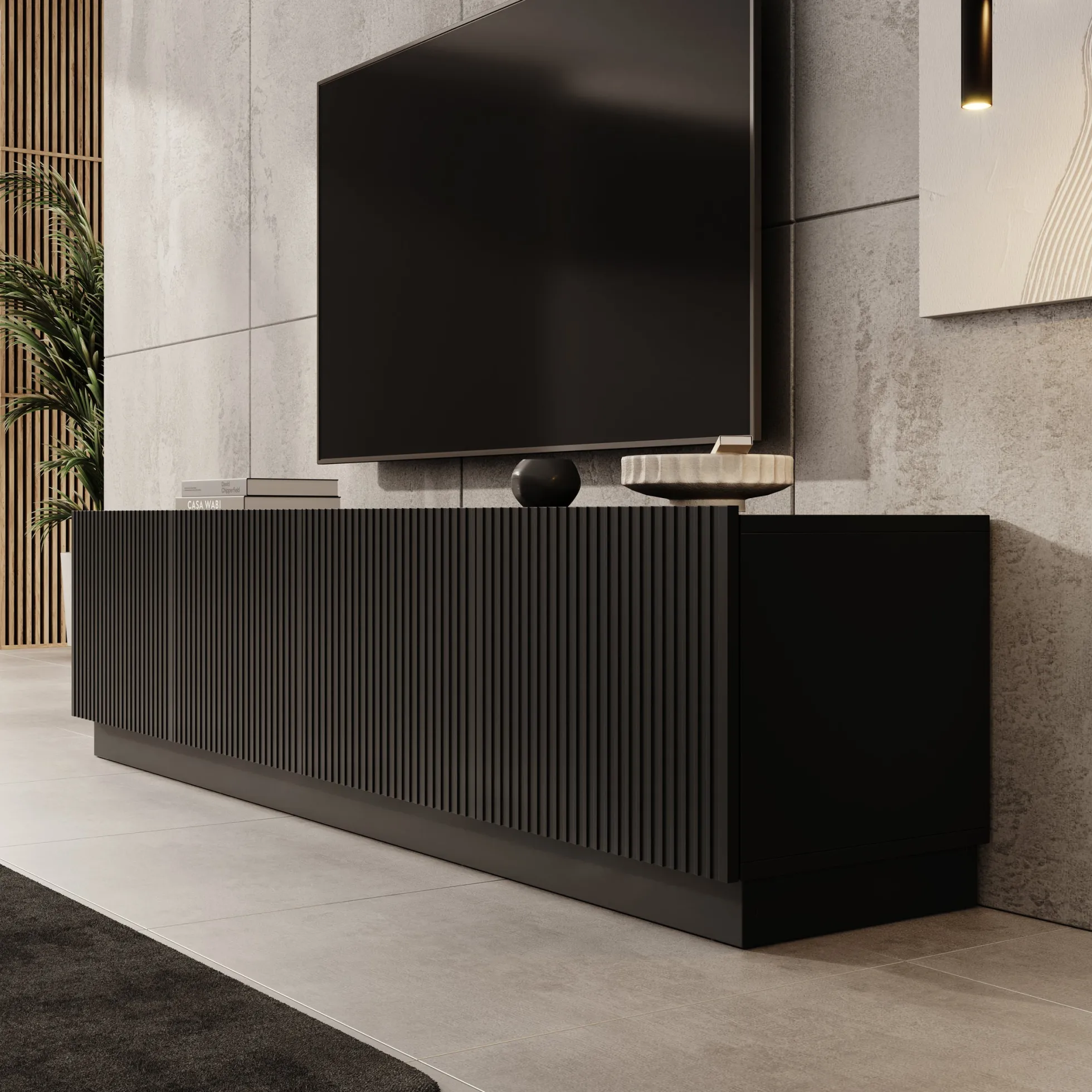 Lucera - TV-Meubel - Zwart - 200x42x48 cm