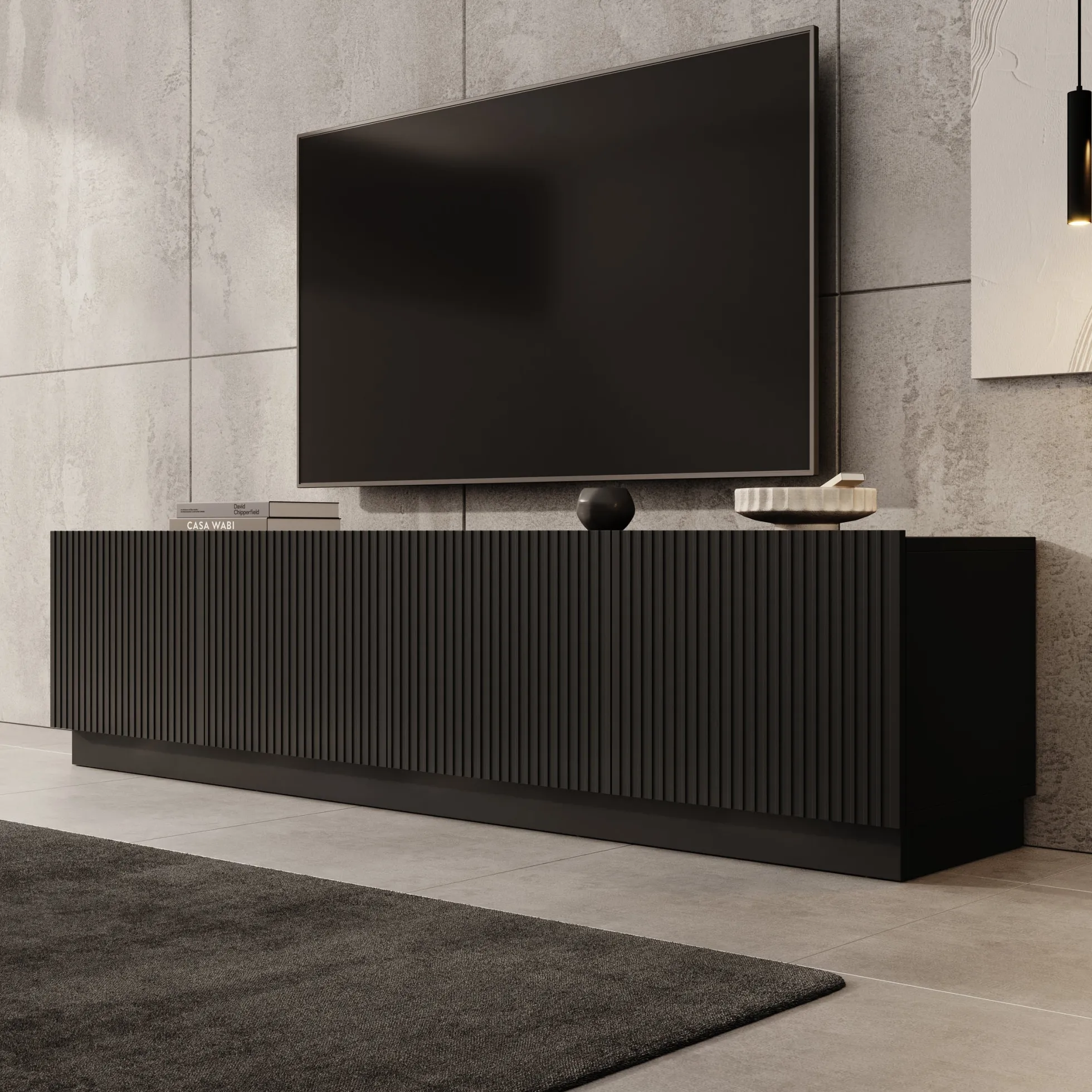 Lucera - TV-Meubel - Zwart - 200x42x48 cm