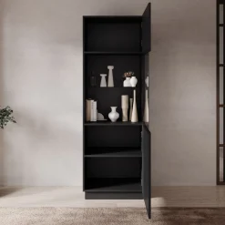 Lucera - Vitrinekast - Zwart - 60x42x178 cm