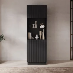 Lucera - Vitrinekast - Zwart - 60x42x178 cm