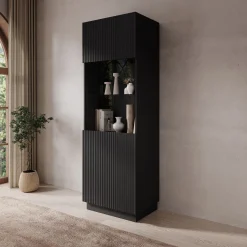 Lucera - Vitrinekast - Zwart - 60x42x178 cm