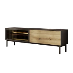 Ludwig - TV-Meubel met verlichting - Zwart/eiken - 180 cm