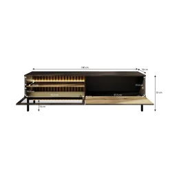 Ludwig - TV-Meubel met verlichting - Zwart/eiken - 180 cm