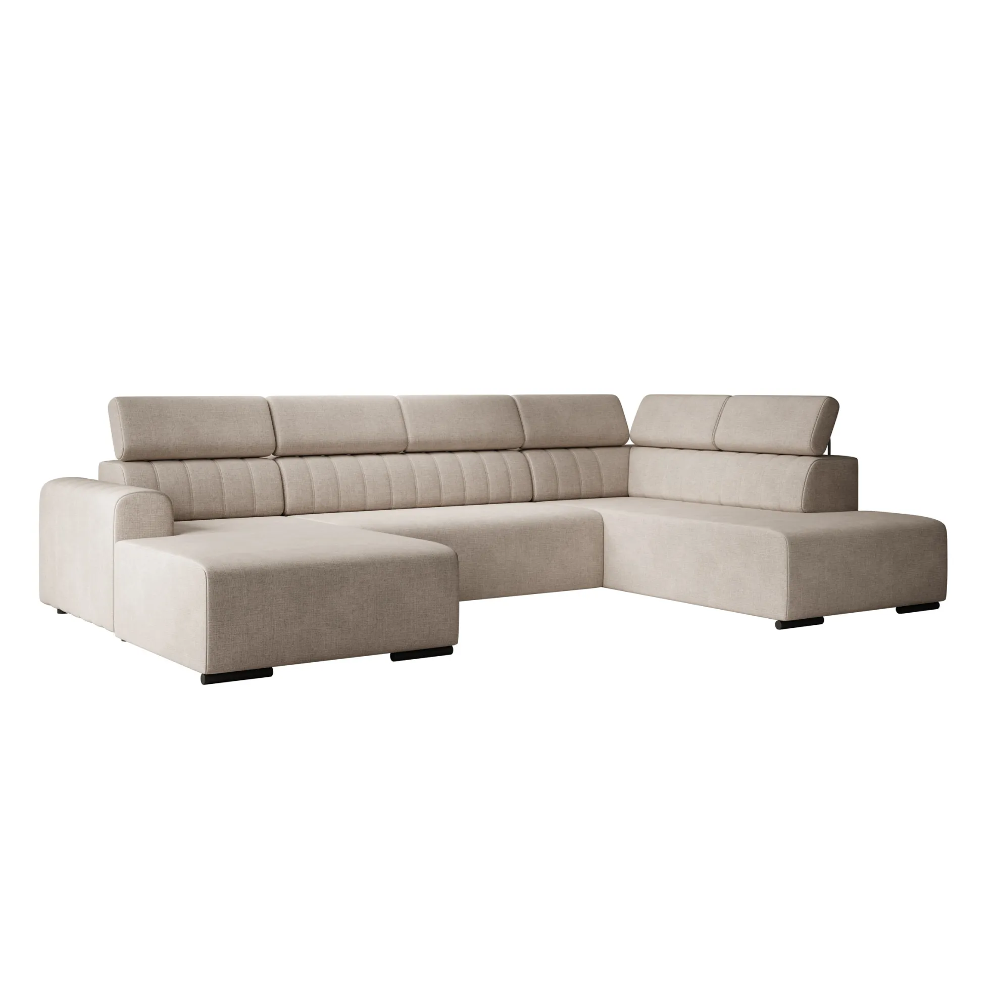 Lumae - Hoekbank 6-zits met chaise longue - Stof beige - Links