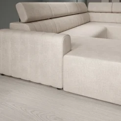 Lumae - Hoekbank 6-zits met chaise longue - Stof beige - Links