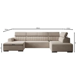Lumae - Hoekbank 6-zits met chaise longue - Stof beige - Links