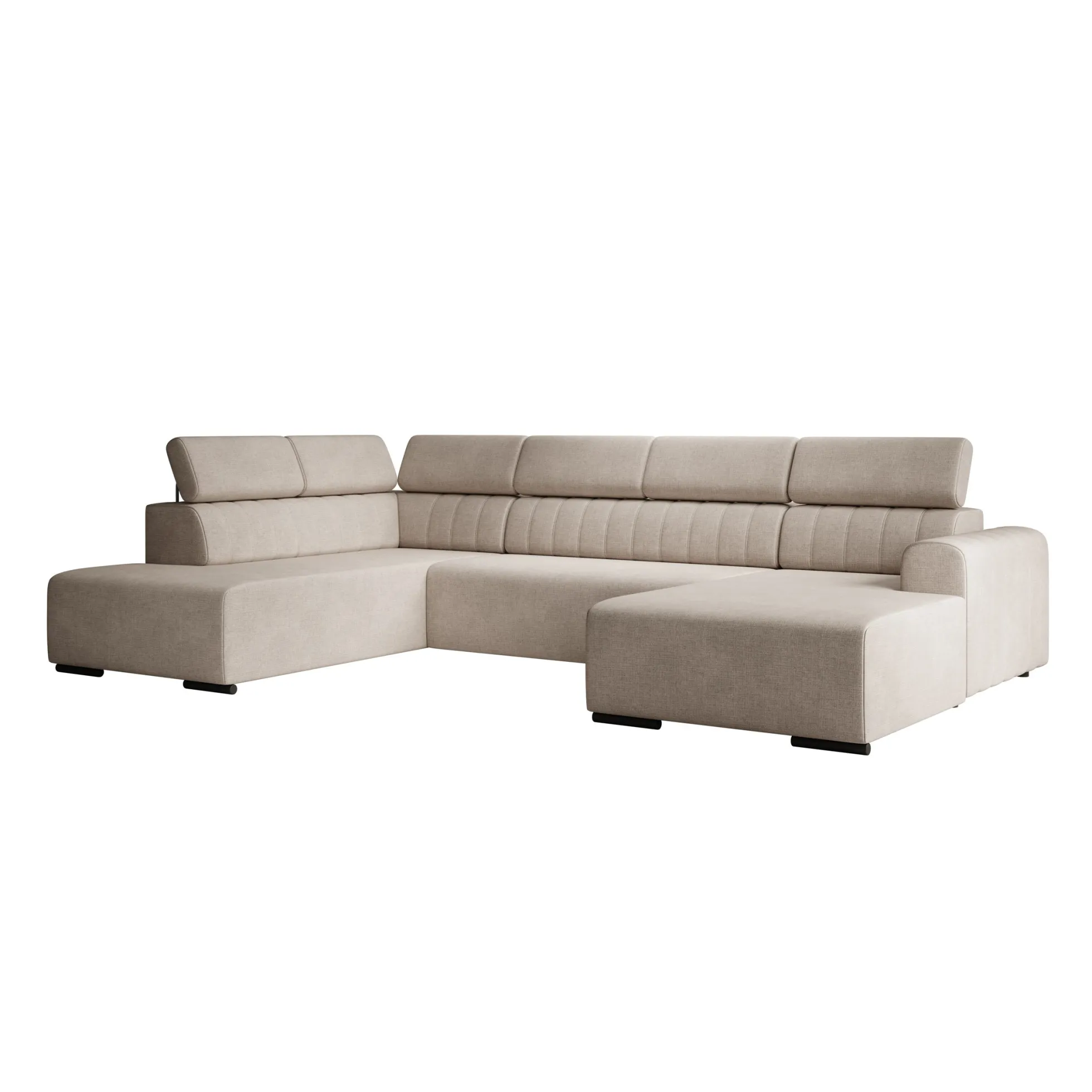 Lumae - Hoekbank 6-zits met chaise longue - Stof beige - Rechts