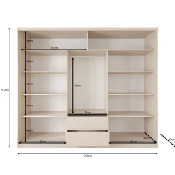 Lumivera - Kledingkast met schuifdeuren - Beige - 250x60x215