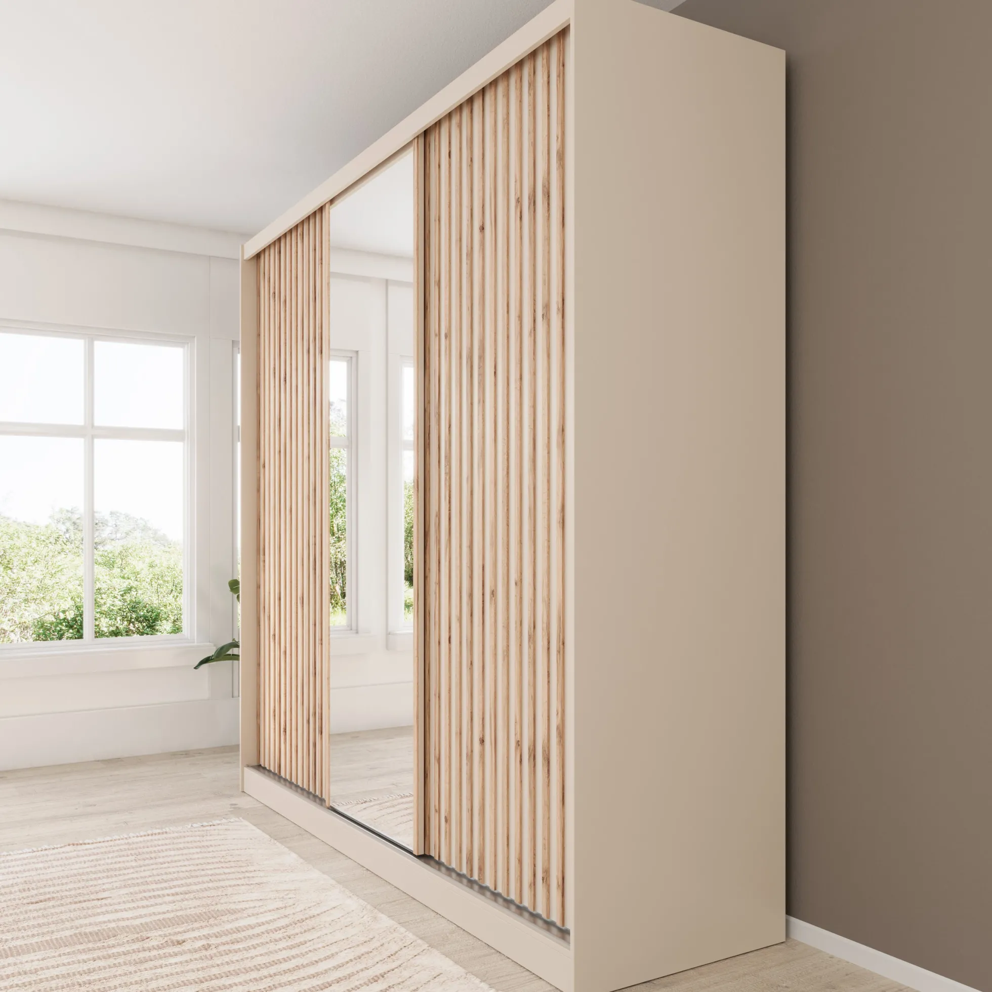 Lumivera - Kledingkast met schuifdeuren - Beige - 250x60x215