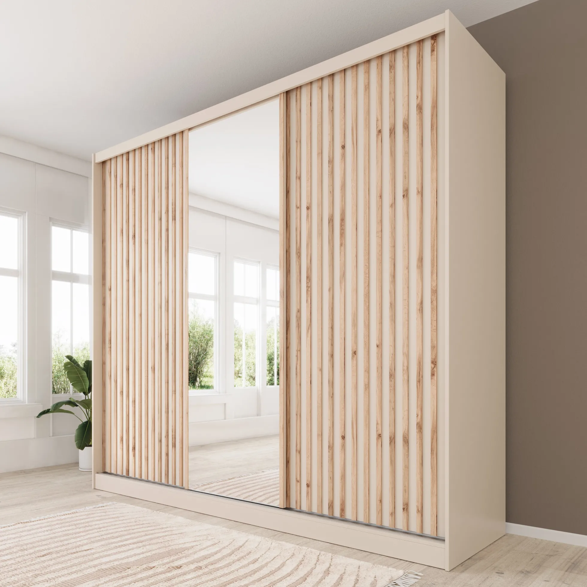 Lumivera - Kledingkast met schuifdeuren - Beige - 250x60x215