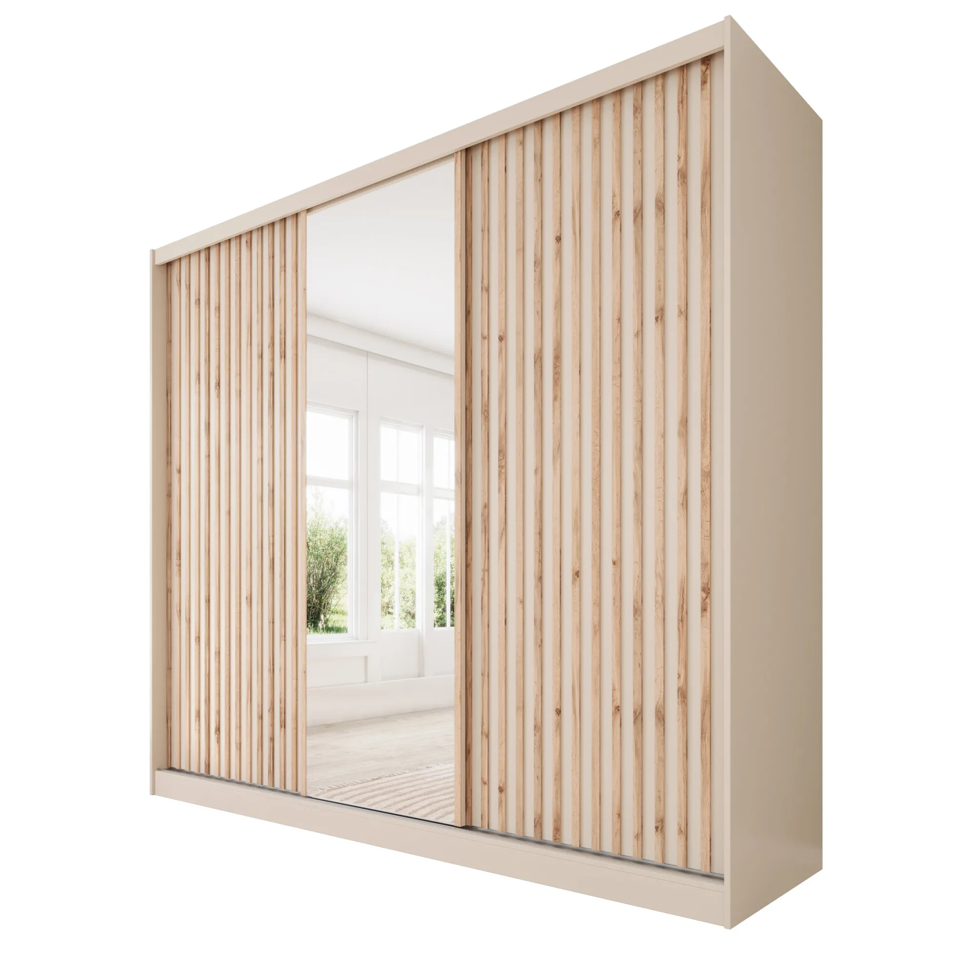 Lumivera - Kledingkast met schuifdeuren - Beige - 250x60x215