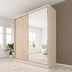 Lumivera - Kledingkast met schuifdeuren - Beige - 203x60x215