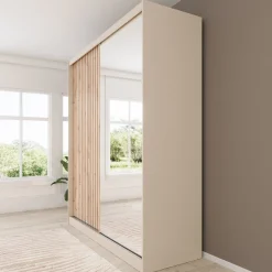 Lumivera - Kledingkast met schuifdeuren - Beige - 203x60x215