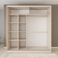 Lumivera - Kledingkast met schuifdeuren - Beige - 203x60x215