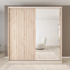 Lumivera - Kledingkast met schuifdeuren - Beige - 203x60x215