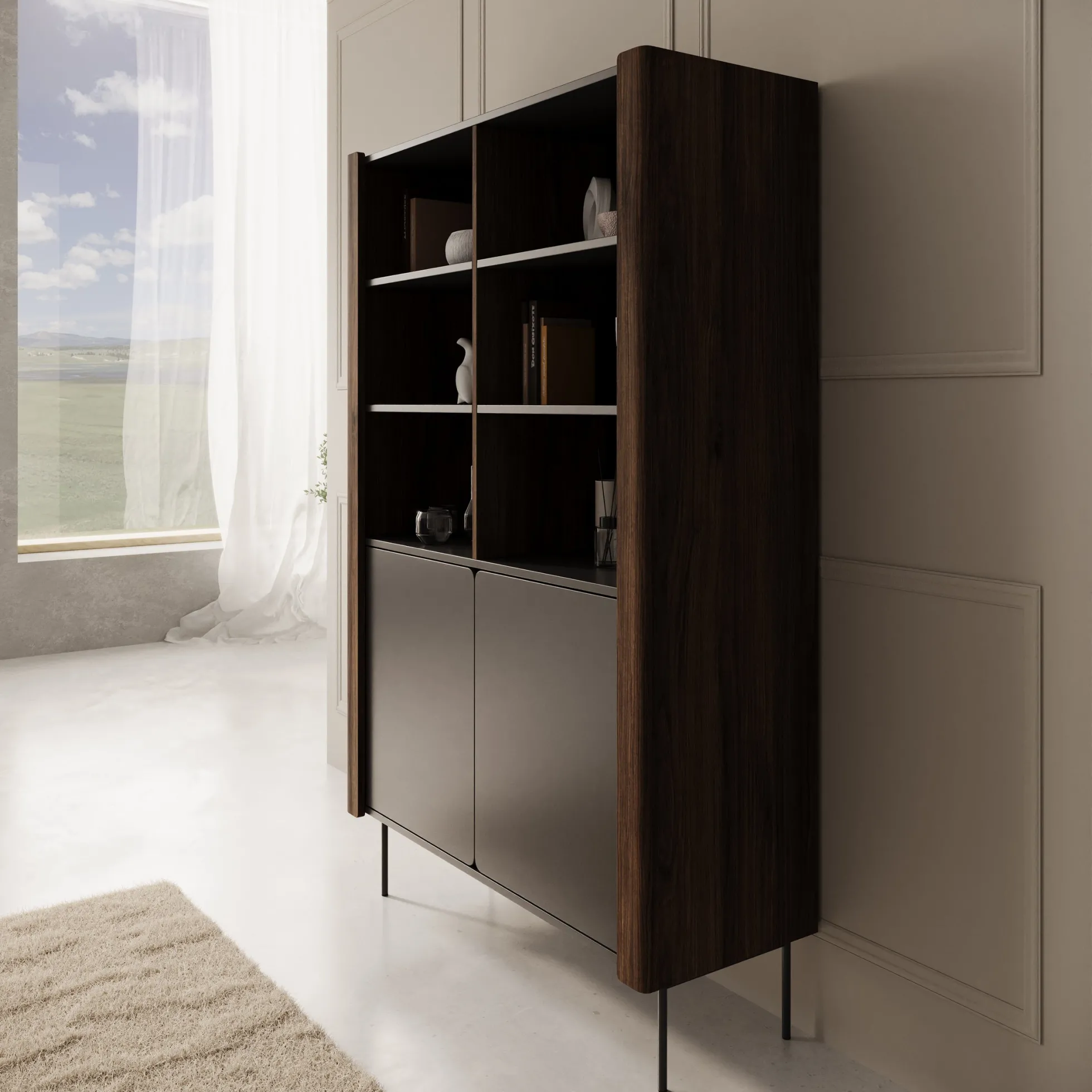 Lux - Boekenkast - Zwart - 105x40x167 cm