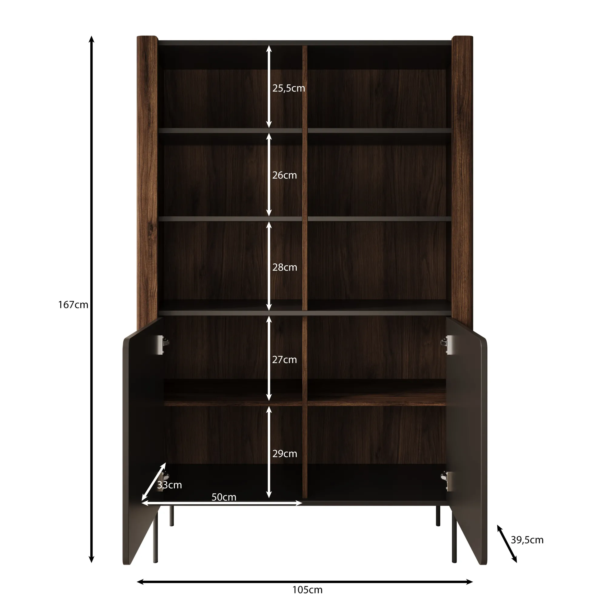 Lux - Boekenkast - Zwart - 105x40x167 cm