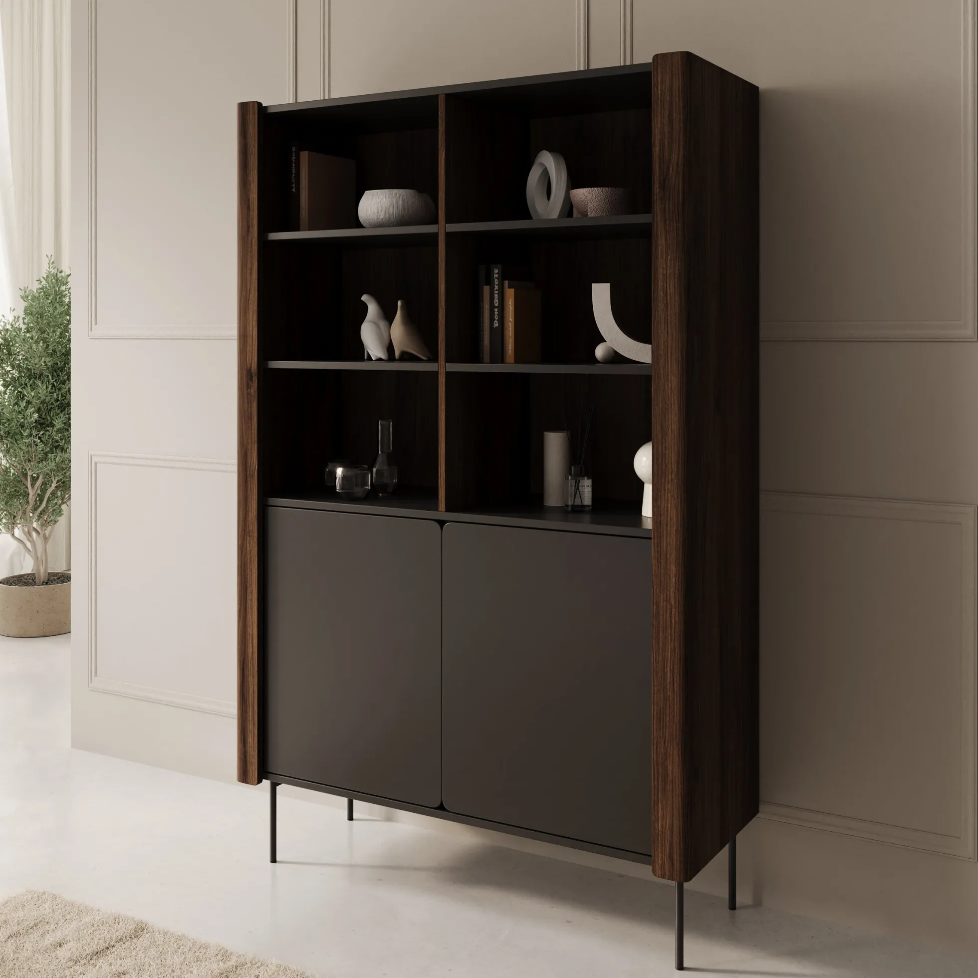 Lux - Boekenkast - Zwart - 105x40x167 cm